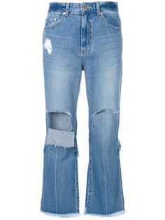 укороченные джинсы с прорванными деталями Sjyp