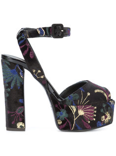 бархатные босоножки на платформе с цветочной вышивкой Giuseppe Zanotti Design