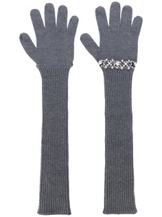 перчатки с ребристой фактурой с украшением из пайеток Nº21