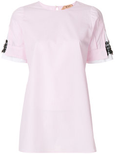 блузка с декоративной вставкой на рукавах Nº21