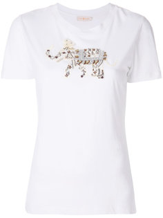 футболка со слоном с блестящим декором Tory Burch