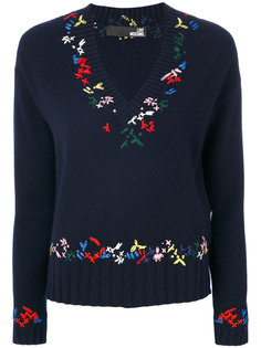 свитер с V-образным вырезом с вышивкой Love Moschino