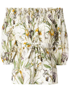 блузка со спущенными плечами с цветочным принтом Alexander McQueen