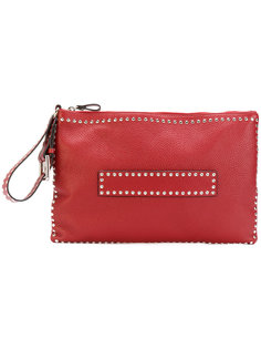 клатч на молнии с отделкой заклепками Red Valentino
