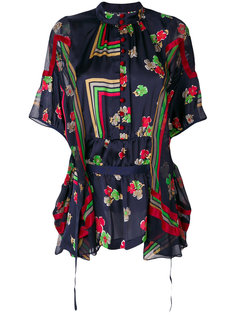 прозрачная блузка с геометрическим и цветочным принтом Sacai