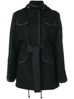 пальто свободного кроя с поясом  Sacai