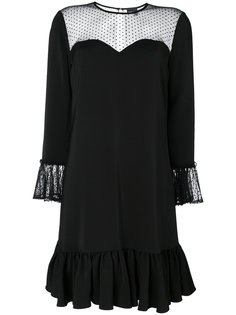 платье с оборками и прозрачными деталями Just Cavalli