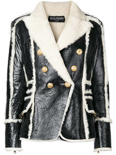 двубортная куртка с подкладкой из овечьей шерсти Balmain