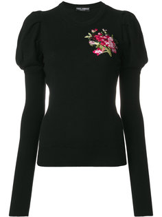 свитер с цветочной вышивкой Dolce &amp; Gabbana