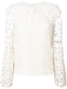 dot pattern transparent sleeve blouse Co