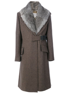 пальто с отделкой из меха Maison Margiela