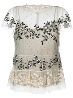 прозрачная блузка с кружевными вставками Red Valentino