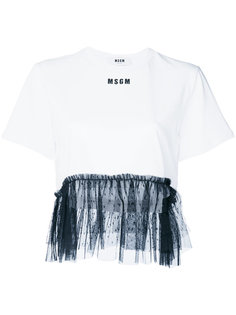 укороченная футболка с подолом из тюля MSGM