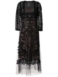 расклешенное платье с кружевом и вышивкой  Red Valentino