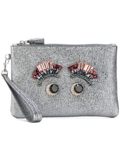 блестящий клатч Eyes Anya Hindmarch