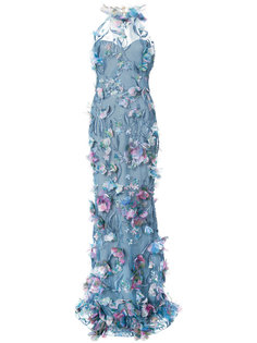 вечернее платье с цветочной аппликацией Marchesa Notte