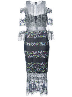 butterfly embroidery fitted dress Marchesa Notte