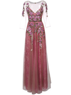 вечернее платье с цветочной вышивкой Marchesa Notte