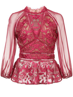 lace detail peplum blouse Marchesa Notte