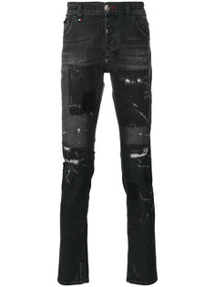 джинсы кроя слим с эффектом потертости Philipp Plein