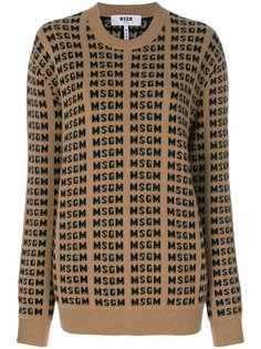 джемпер вязки интарсия с логотипом MSGM