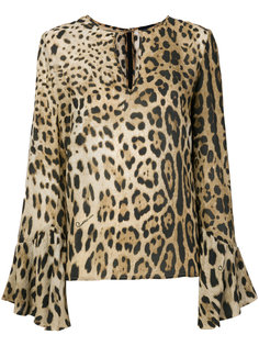 леопардовая блузка с расклешенными рукавами Cavalli Class