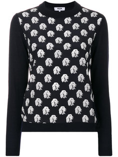 свитер с вышитыми собаками MSGM