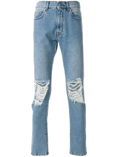 джинсы с потертой отделкой MSGM