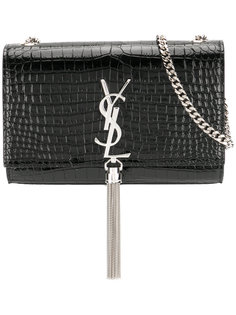 кошелек Kate на цепочке с кисточкой и эффектом крокодиловой кожи Saint Laurent
