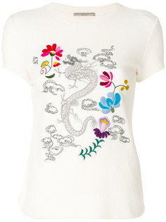 футболка с вышитым драконом  Ermanno Scervino