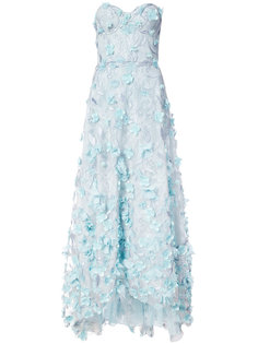 вечернее платье с вышивкой и цветочной аппликацией Marchesa Notte