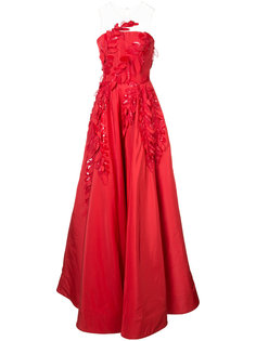 больное платье с аппликацией Oscar de la Renta