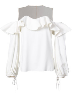 off shoulder ruffle blouse Oscar de la Renta