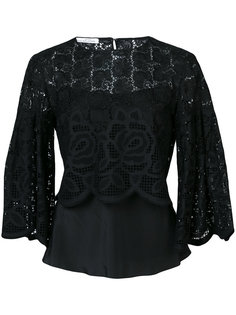 guipure lace bell sleeve top Oscar de la Renta