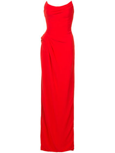 strapless scoop neck gown Oscar de la Renta