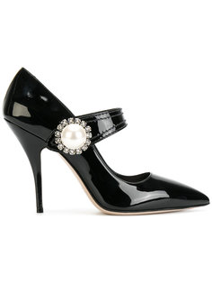 туфли с жемчужной пряжкой Miu Miu