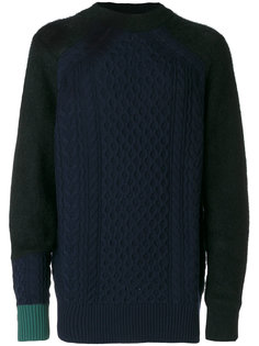 свитер дизайна "колор-блок" с косами Sacai