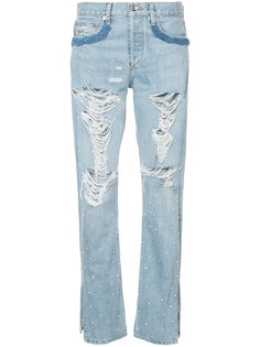 декорированные джинсы с рваными деталями Jonathan Simkhai