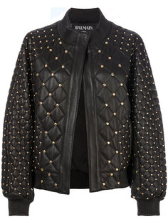 стеганая куртка-бомбер с заклепками Balmain