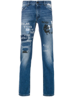 джинсы кроя скинни с потертой отделкой Fendi