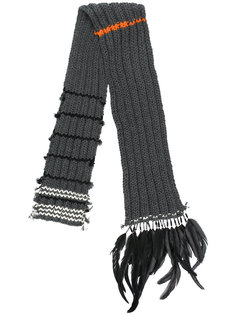 шарф с отделкой из перьев Prada