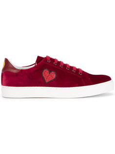 Burgundy Suede Glitter Applique Sneakers Anya Hindmarch