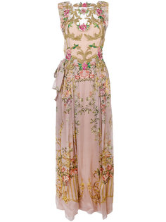 плиссированное платье с цветочной вышивкой  Alberta Ferretti