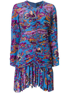 платье мини с цветочным принтом и оборкой  Etro