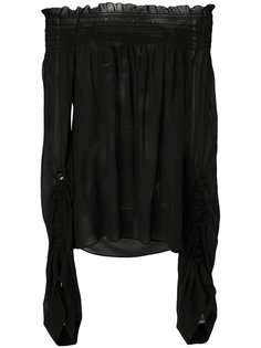 присборенный топ с рукавами в стиле оверсайз Saint Laurent