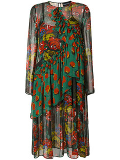 платье с цветочным принтом и оборкой  Marco Bologna