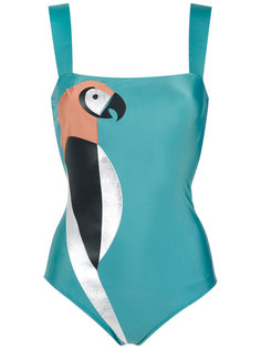 parrot appliqué swimsuit Adriana Degreas