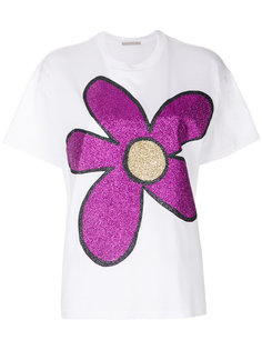 футболка с блестящим цветком  Christopher Kane