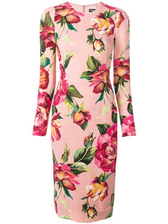 платье с принтом роз  Dolce &amp; Gabbana