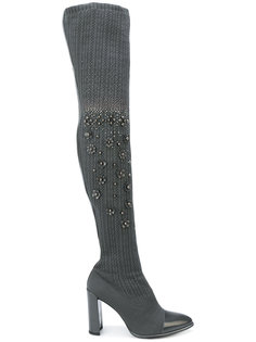 декорированные трикотажные сапоги с носочной вставкой Stuart Weitzman